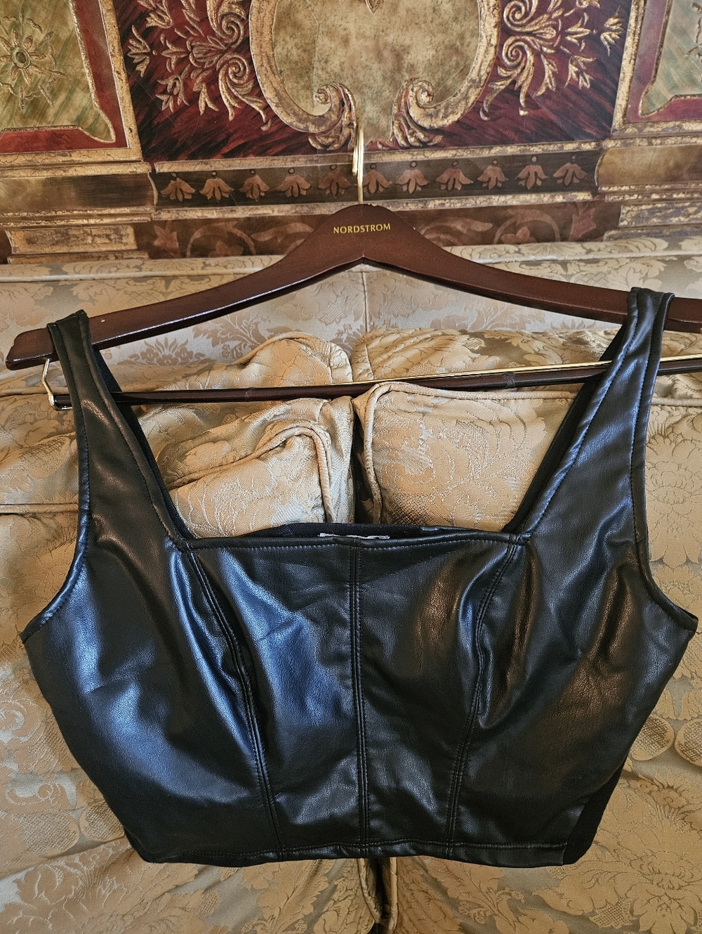 NWOT Free People Black Faux Leather Crop Tank - Picture 5 of 12
